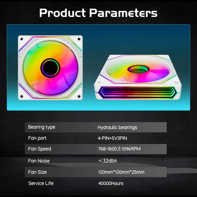 Detalle 2 de TZMRIT Prism 6 Pro 120 mm RGB-Lüfter mit drei „Infinity Mirror“-Seitenlicht (ARGB 5V 3-Pin, PWM 4-Pin)