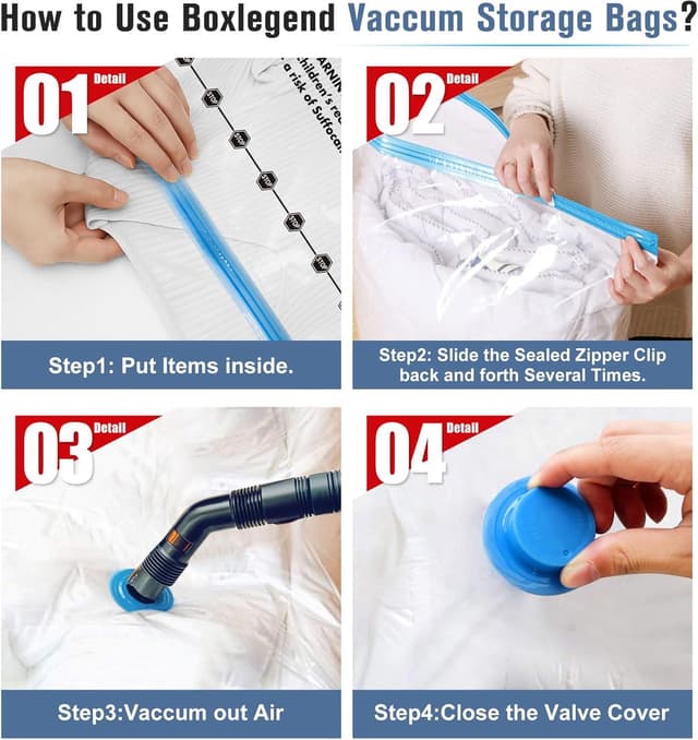 Thumbnail 5 de BoxLegend Bolsas Vacío Ropa 15 piezas 120x90 cm