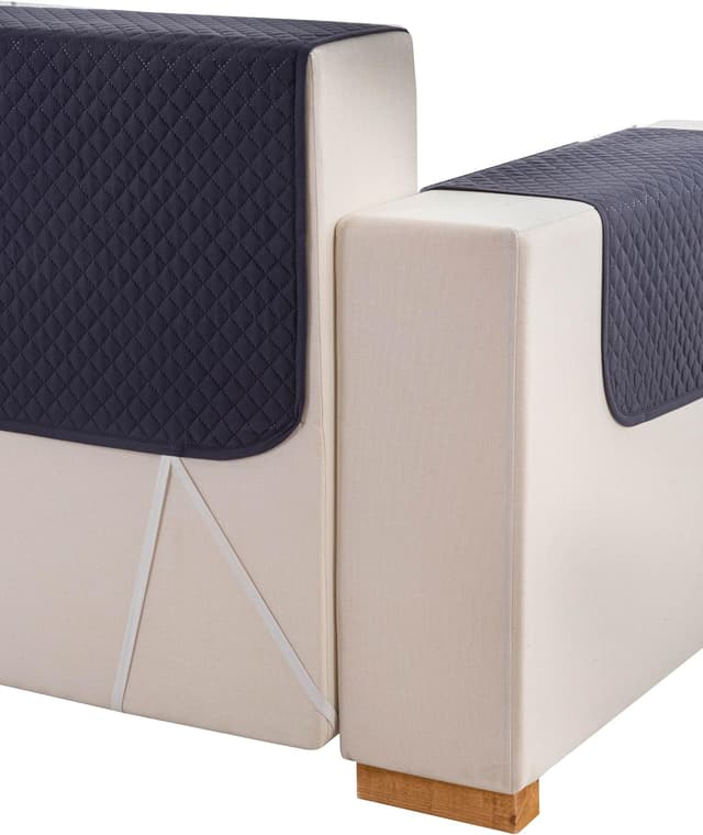 Detalle de Housse de canapé matelassée à losanges Todocama pour canapé 3 places – gris foncé, respirante et facile d’entretien