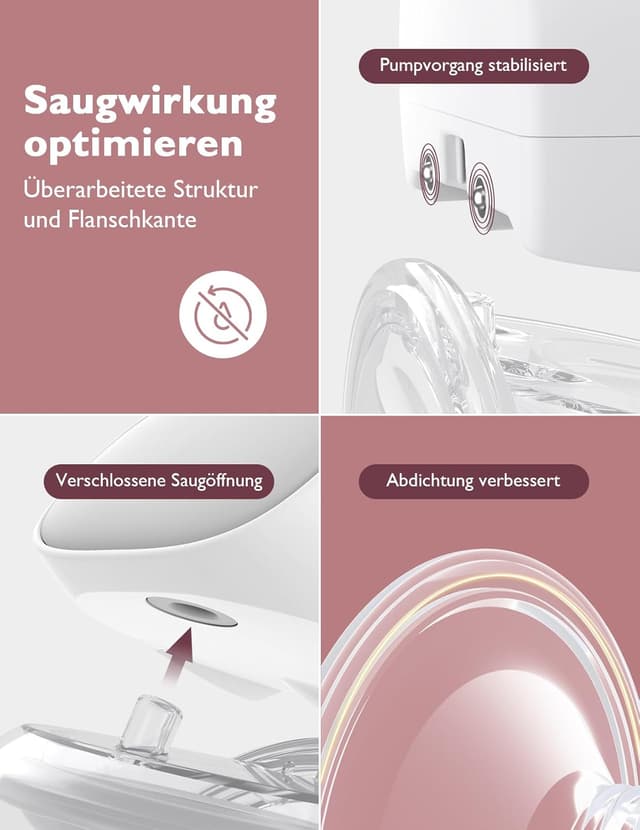 Detalle de Momcozy S9 Pro tragbare elektrische Milchpumpe mit LED-Anzeige, 2 Modi & 9 Stufen (24 mm), grau