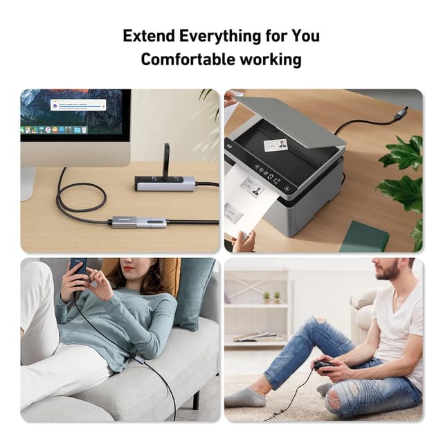 Detalle 2 de BENFEI USB 3.0 Verlängerungskabel 5 m (5 Gbps) A-Stecker auf A-Buchse für Webcam & Co.