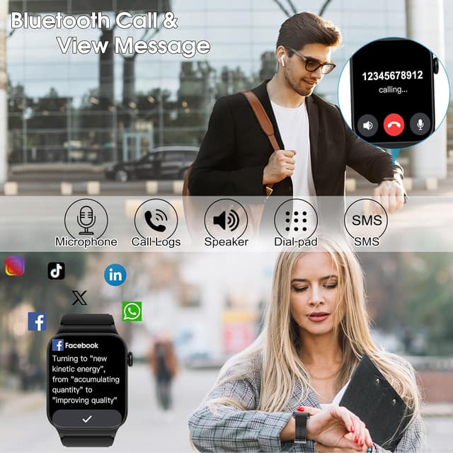 Detalle de STECEi Smart Watch for Men & Women with Bluetooth Calling, 1.85" HD Curved Screen and IP68
