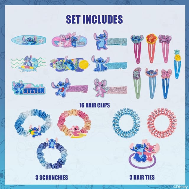Detalle de Townley Girl Stitch Hair Accessory Set for Girls (22-Piece Clips, Ties, and Scrunchies)
