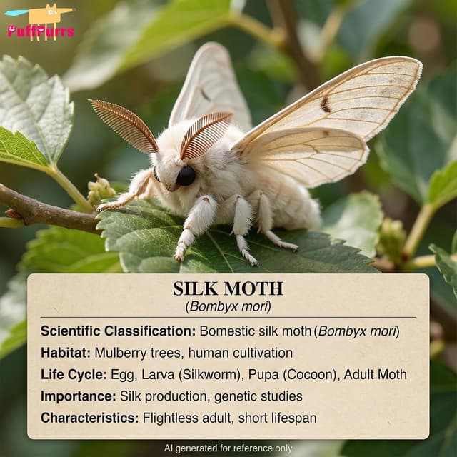 Detalle de PuffPurrs Silk Moth Plush (13in Rounded Body) – realistic soft insect toy for nature learning