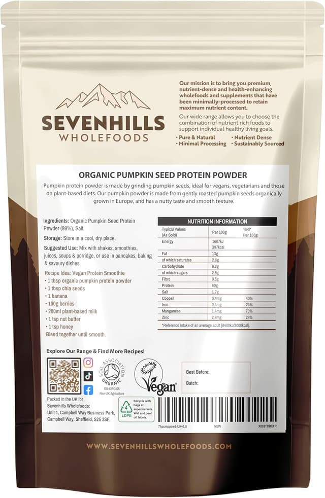 Thumbnail 1 de Sevenhills Wholefoods Pumpkin Seed Protein 900 g🥣