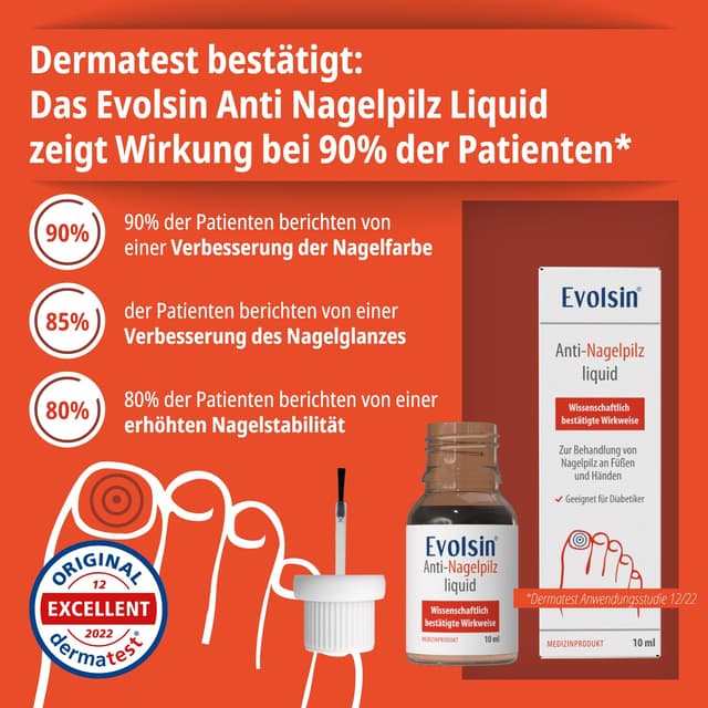 Detalle 2 de Evolsin® Anti-Nagelpilz Liquid – Medizinprodukt gegen Nagelpilz an Händen & Füßen, auch für Diabetiker