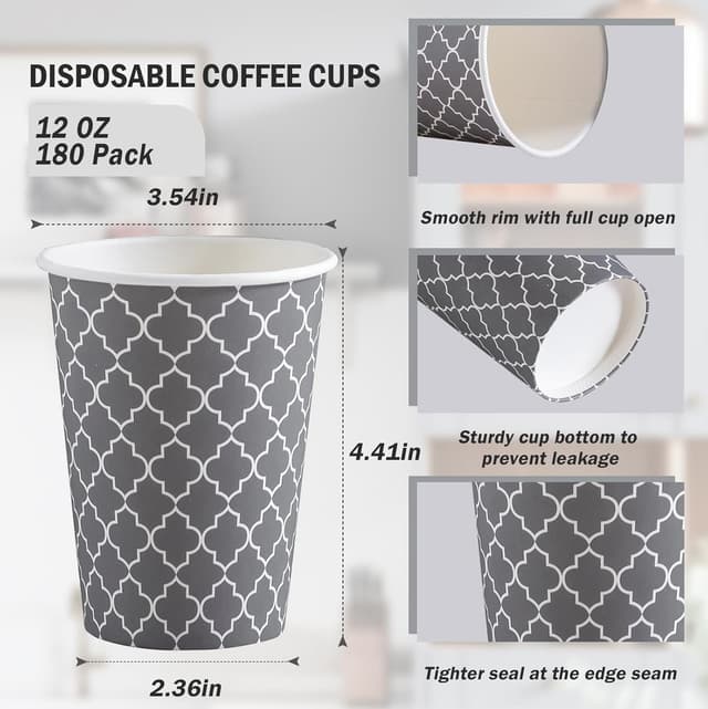 Detalle 2 de Lamosi Coffee Cups 12 oz disposable paper cups