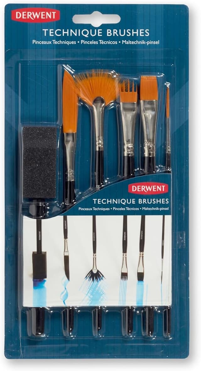 Detalle de Derwent 2302003 - Set de 6 Pinceles Técnicos Profesional 🖌