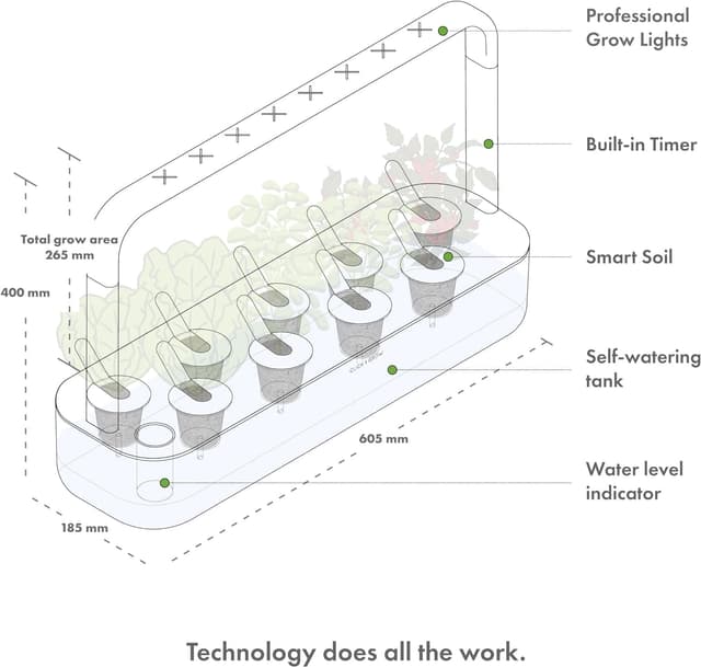 Detalle 2 de Click & Grow Smart Garden – potager d’intérieur connecté avec 9 capsules prêtes à pousser, éclairage et arrosage automatiques (blanc)
