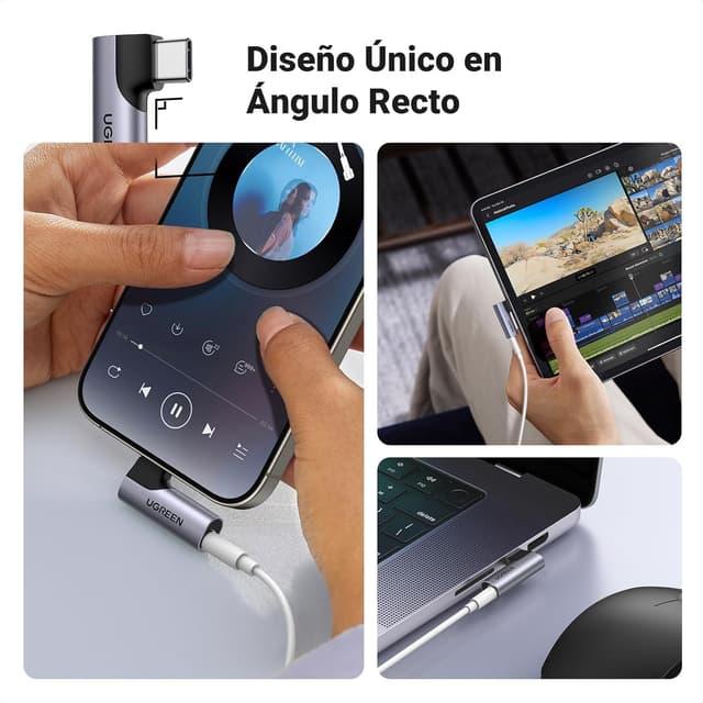 Detalle 2 de UGREEN Adaptador USB-C a Jack 3.5mm 🎧 Compatible con iPhone y Galaxy