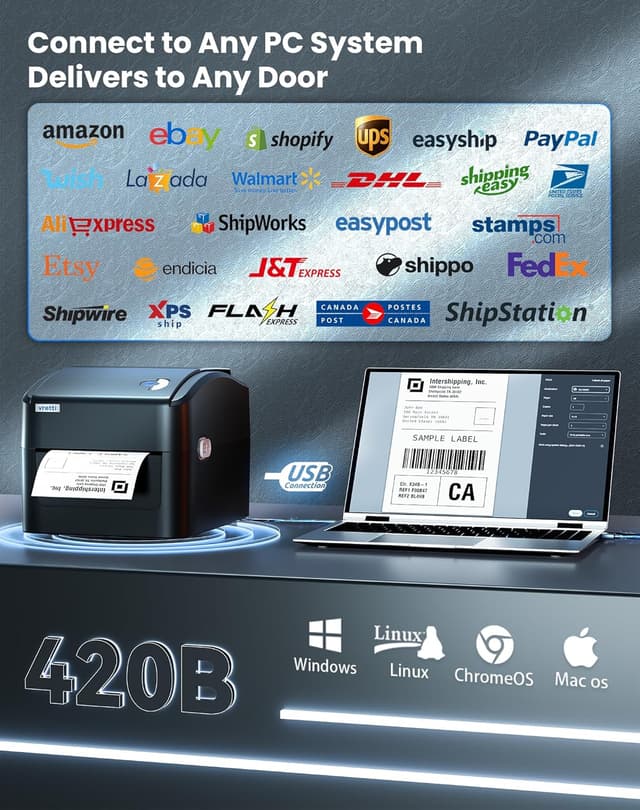 Detalle 2 de vretti USB Thermal Label Printer for Shipping 4x6