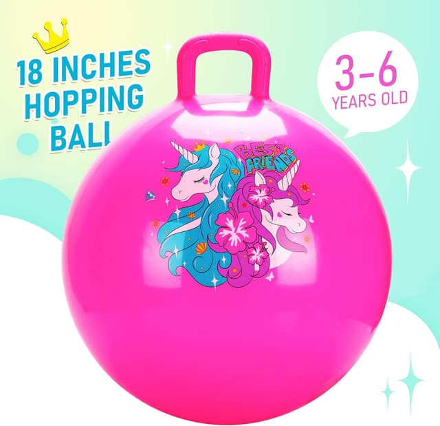 Detalle de U&C Planet Hopper Ball 18-inch Bouncy Unicorn Ball with Handle (Pink)