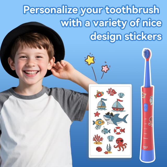 Detalle 2 de JTF Kids Electric Toothbrush (3–6–12) with 4 Brush Heads, 5 Modes, Timer & IPX7