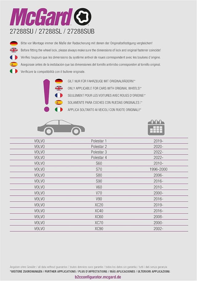 Thumbnail 3 de McGard 27288SU Boulons antivol M14x1,5 34 mm 🔩
