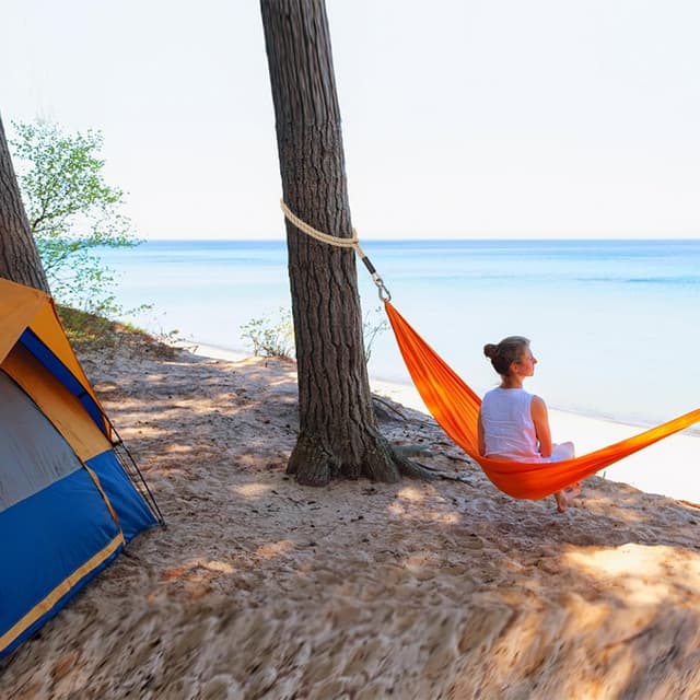 Thumbnail 6 de BeneLabel 2pcs Tree Swing Rope & Hammock Hanging Strap Kit (100cm) with Hook – Off-White