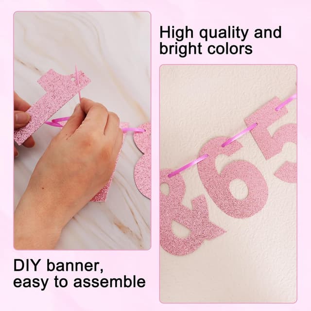 Thumbnail 2 de BEISHIDA 116-piece Glitter Pink Letter Banner Kit 🎉