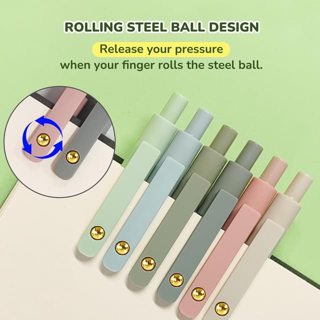 Detalle de UIXJODO Gelstifte mit schwarzer Tinte, 0,5 mm feine Spitze – einziehbar, 6er-Set Morandi Gold