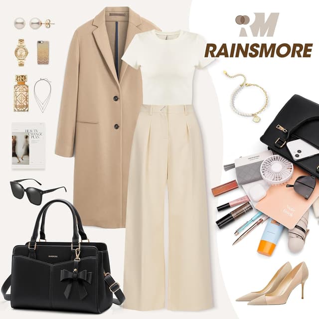 Thumbnail 6 de RAINSMORE PU leather designer handbag – compact top handle, shoulder & tote bag