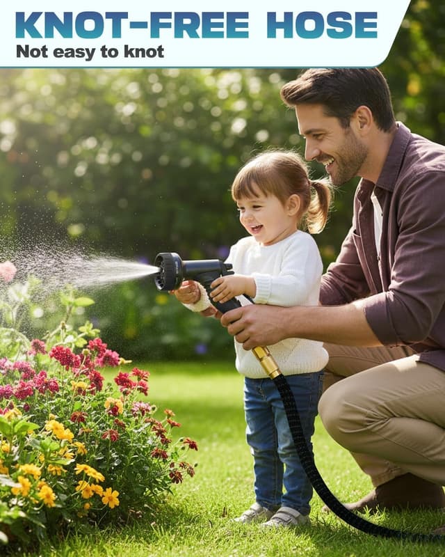 Thumbnail 6 de Expandable Garden Hose Pipe 150FT/45M with 10-Pattern Spray Nozzle and Brass Connectors (4-Layer Latex Core)