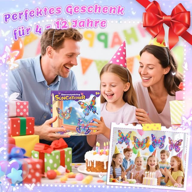 Thumbnail 6 de DIY Diamond Painting Bastelset für Mädchen (ab 6 Jahren) – Schmetterling als Window-Color/ Sonnenfänger