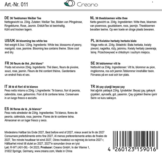 Detalle 2 de Creano 36 Fiori di Tè Bianco Set Bulk