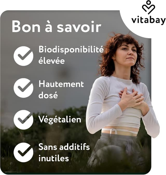 Detalle de vitabay Coenzyme Q10 Ubiquinone 200 mg – 120 capsules végétales, Q10 naturelle fermentée (100% vegan)