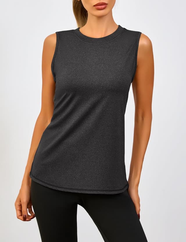 Detalle de Canotta sportiva da donna Memouniva senza maniche: top leggero traspirante per palestra, yoga e corsa