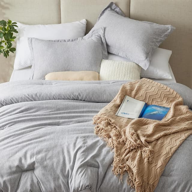 Thumbnail 6 de CozyLux Oversized King Comforter Set (3-Piece) in Light Gray, Double Brushed Microfiber