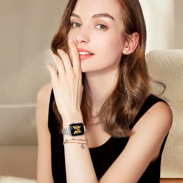 Detalle 2 de GEARYOU Slim Stainless Steel Apple Watch Strap (44/42mm, 45/46mm, 49mm) for Series 1–11 & Ultra