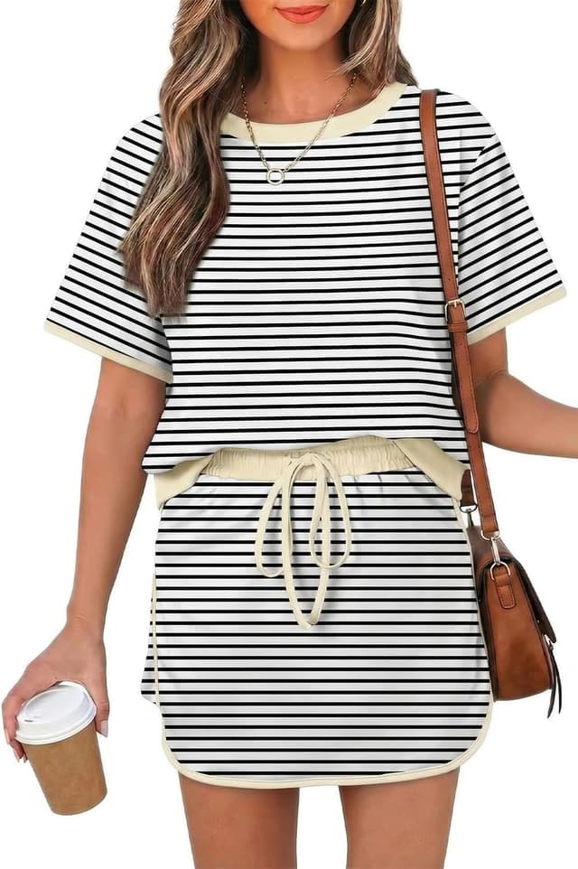 Thumbnail 6 de Opemiby Womens 2-Piece Skort Set with Drawstring Waist & Color-Block Top