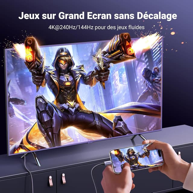 Detalle 2 de UGREEN câble USB-C vers DisplayPort bidirectionnel 2 m (DP 1.4) jusqu’à 8K/60 Hz