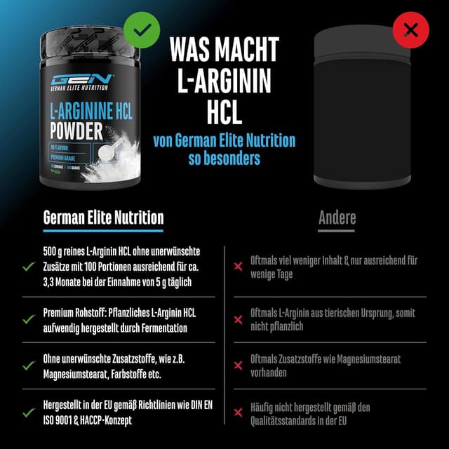 Detalle 2 de L-Arginin HCL (Hydrochlorid) 500 g – pflanzliches L-Arginin Hydrochlorid Pulver, rein ohne Zusätze, vegan