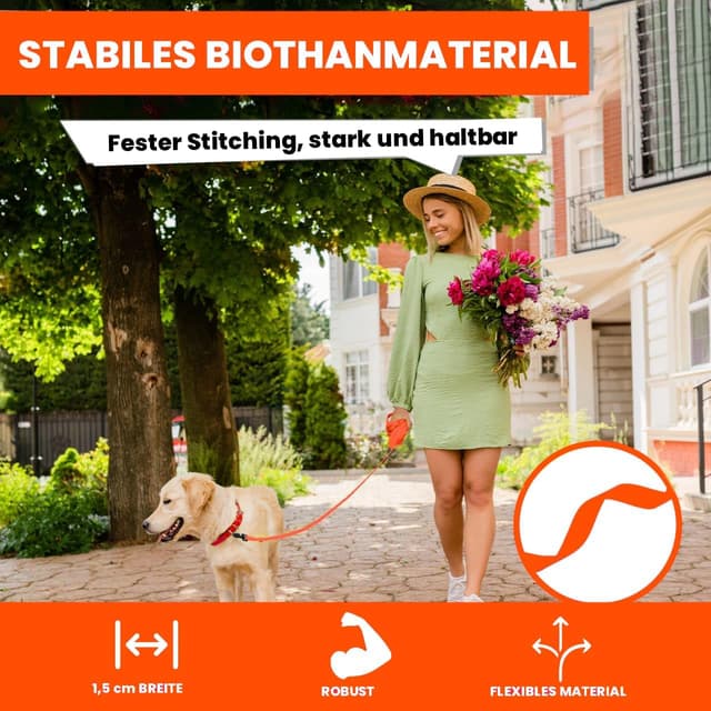 Detalle 2 de Loutep Biothane Schleppleine für Hunde – Lange Lauf-/Trainingsleine in 3, 5, 10, 15 oder 20 m