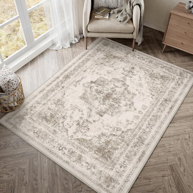 Thumbnail 6 de HUGEAR tapis de salon gris vintage lavable en machine (90x150 cm)