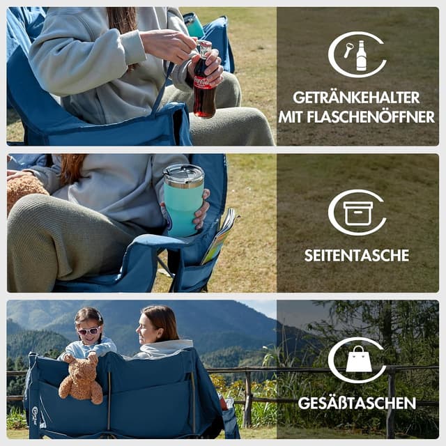 Thumbnail 6 de Portal faltbarer Campingsofa für 2 Personen mit hoher Rückenlehne (bis 272 kg) inkl. Lagerungstasche