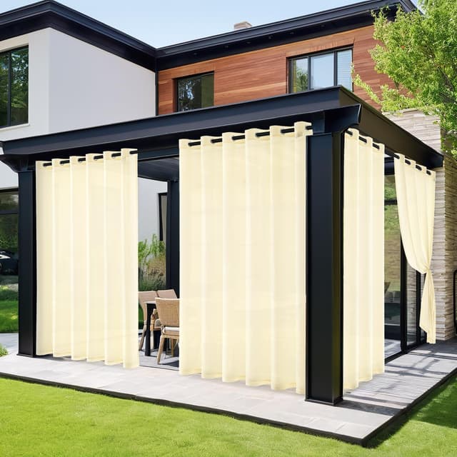 Thumbnail 6 de MIULEE Outdoor Vorhang transparent, wetterfest (2er-Set) 140 x 235 cm, Beige