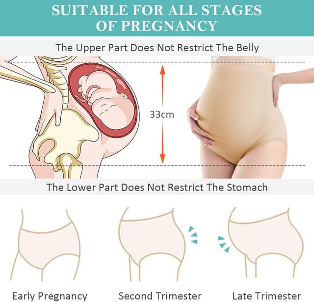 Detalle 2 de Lot de 4 culottes de maternité taille haute sans couture ACWOO (XL)