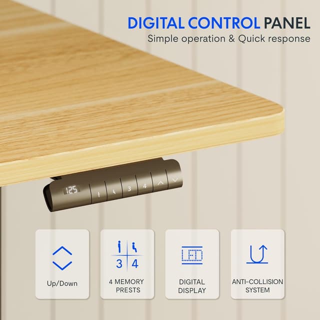 Detalle de FLEXISPOT Scrivania elettrica regolabile in altezza 140×80 cm con doppio motore e gambe telescopiche