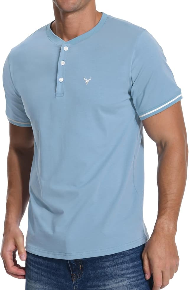 Detalle de KUYIGO Henley-T-Shirt Herren Gestickt