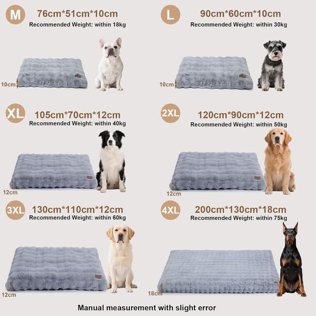 Thumbnail 6 de BingoPaw Extra Large Dog Bed (105x70x12cm) Calming Crate Mattress with Washable Cover