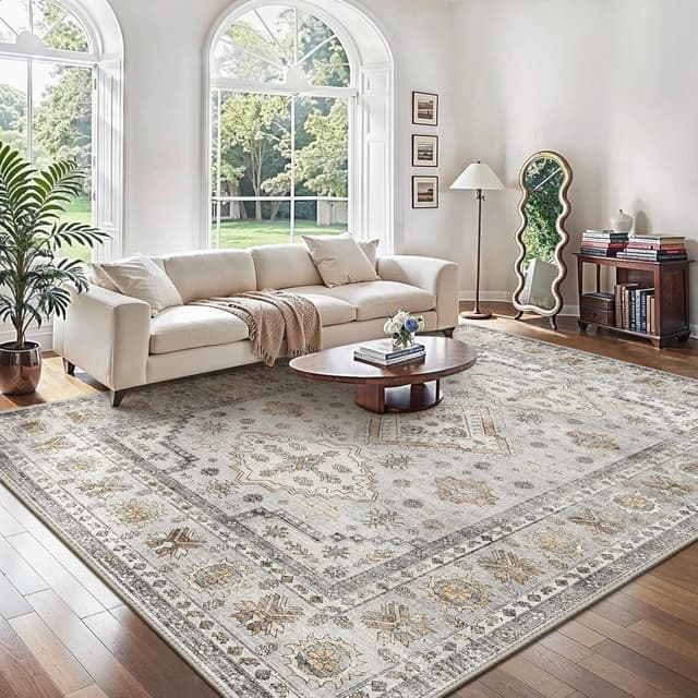 Detalle de GENIMO Rugs Living Room 200x290cm washable short pile non-slip rug in beige