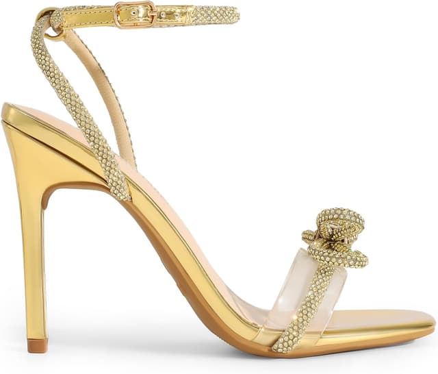 Detalle de DREAM PAIRS Double Bowknots Clear Slingback Heels 👠