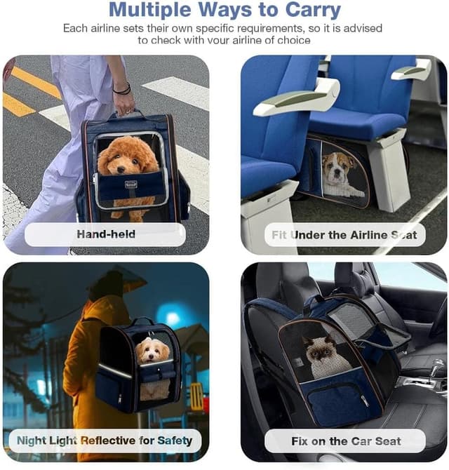 Detalle 1 de Lekesky Large Cat Carrier Backpack (Expandable) – Blue, XL for pets up to 25 lbs