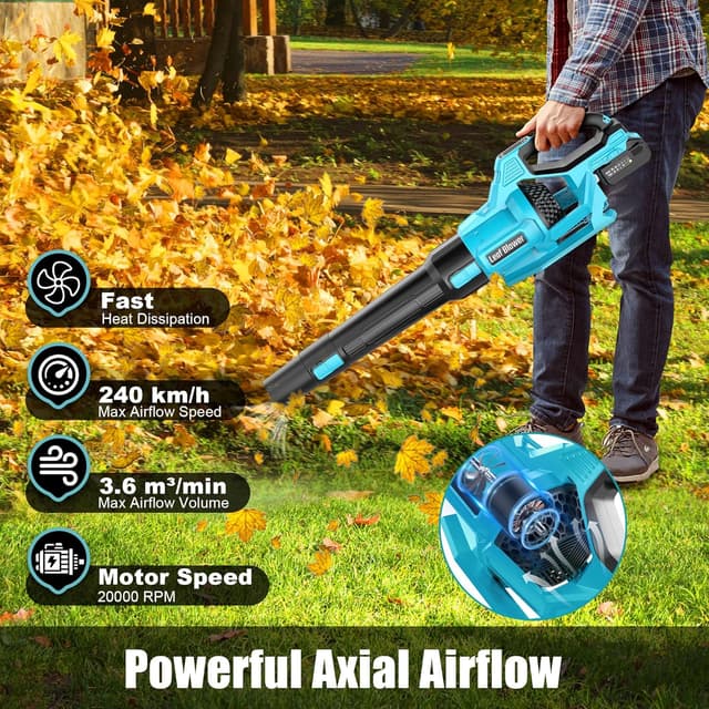 Detalle de LEIIKOO cordless leaf blower 21V 2x4.0Ah