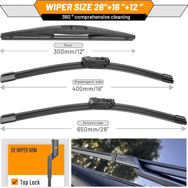 Detalle de AUTOBOO 26" + 16" wipers for Subaru Crosstrek 12" rear