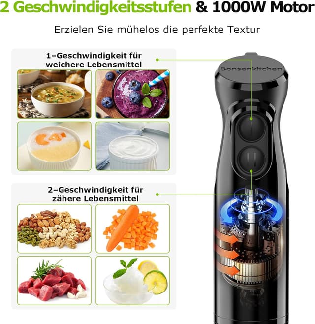 Detalle de Bonsenkitchen HB3201 Pürierstab 1000W 🍲