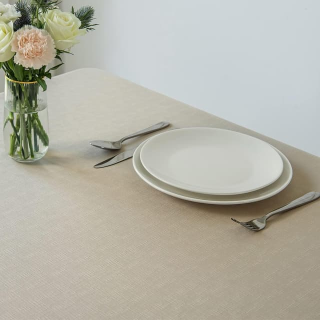 Thumbnail 2 de maxmill Rectangle Slubby Textured Tablecloth (Waterproof, Spillproof, Wrinkle Free) — Natural, 52 x 70 Inch