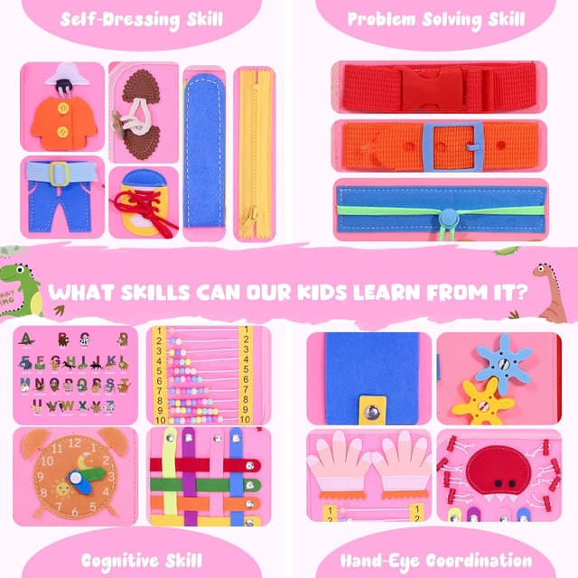 Detalle 2 de Busy Board for Toddlers Montessori Sensory Toys for Fine Motor Skills 🎪