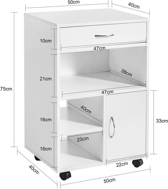 Detalle de SoBuy FBT106-W meuble imprimante 50×40×75 cm