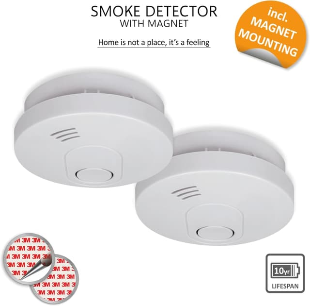 Detalle de ELRO FS1510 set da 2 rilevatori di fumo con fissaggio magnetico, batteria 10 anni e standard EN14604